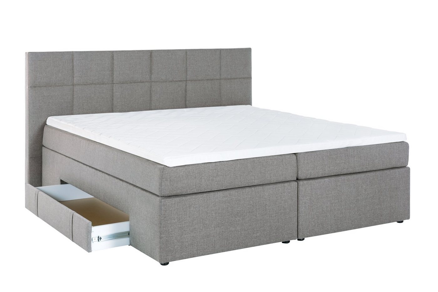 Möbelfreude Boxspringbett Boxspringbett Bea mit Bettkasten Hellgrau 140x..., Hellgrau 140x200 cm H2 7-Zonen-Taschenfederkern Matratze + Visco-Toppe von RAVENSBERGER Matratzen