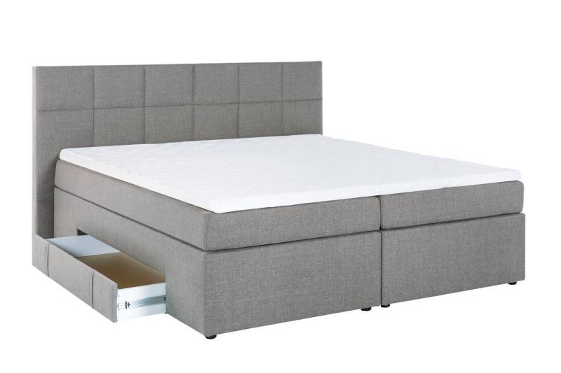 Möbelfreude Boxspringbett Boxspringbett Bea mit Bettkasten Hellgrau 160x..., Hellgrau 160x200 cm H3 7-Zonen-Taschenfederkern Matratze + Visco-Toppe von RAVENSBERGER Matratzen