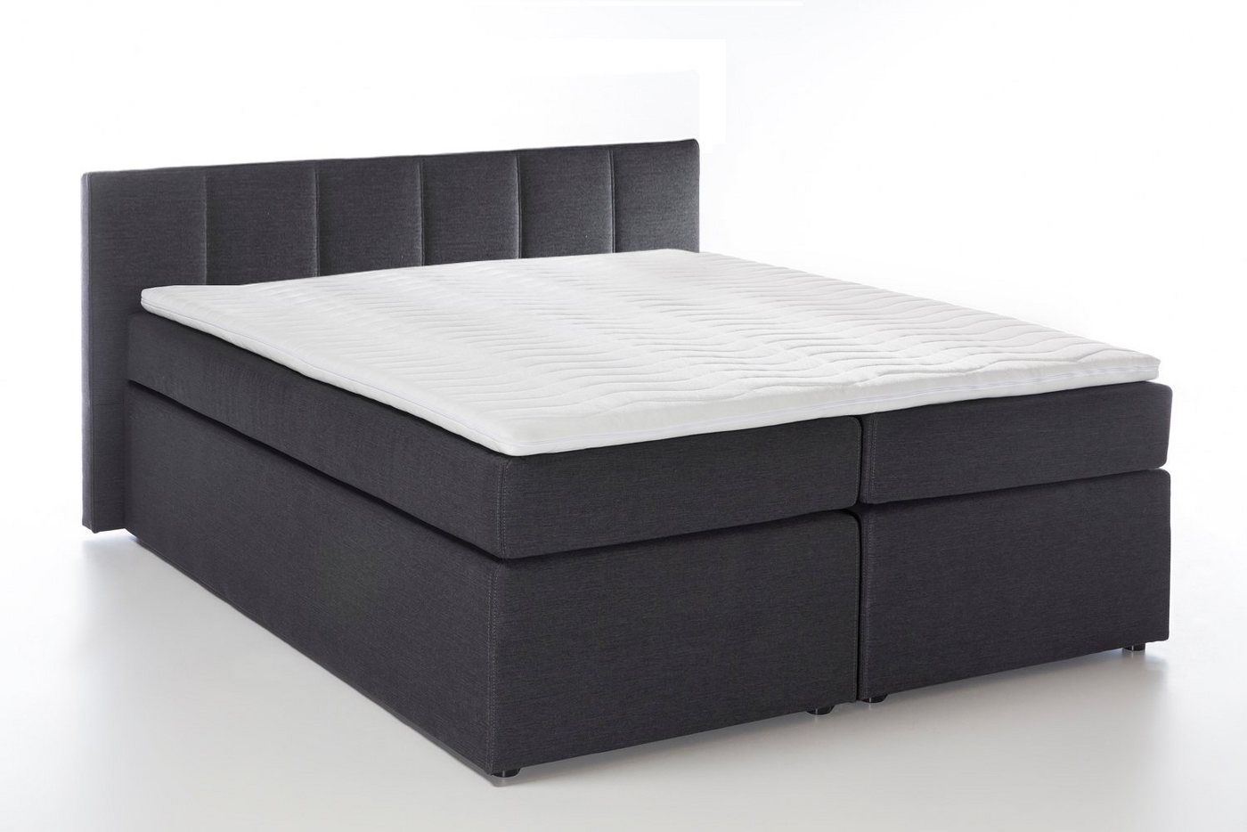 Möbelfreude Boxspringbett Boxspringbett Bea mit niedrigem Kopfteil Anthr..., Anthrazit 140x200 cm H2 7-Zonen-Taschenfederkern Matratze + Visco-Topp von Möbelfreude