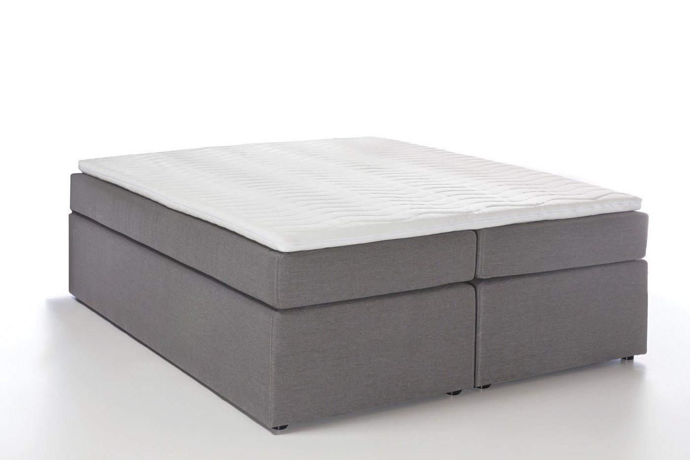 Möbelfreude Boxspringbett Boxspringbett Bella Hellgrau 160x220 cm H2, Hellgrau 160x220 cm H2, 7-Zonen Taschenfederkern-Matratze inkl. Visco- von Möbelfreude