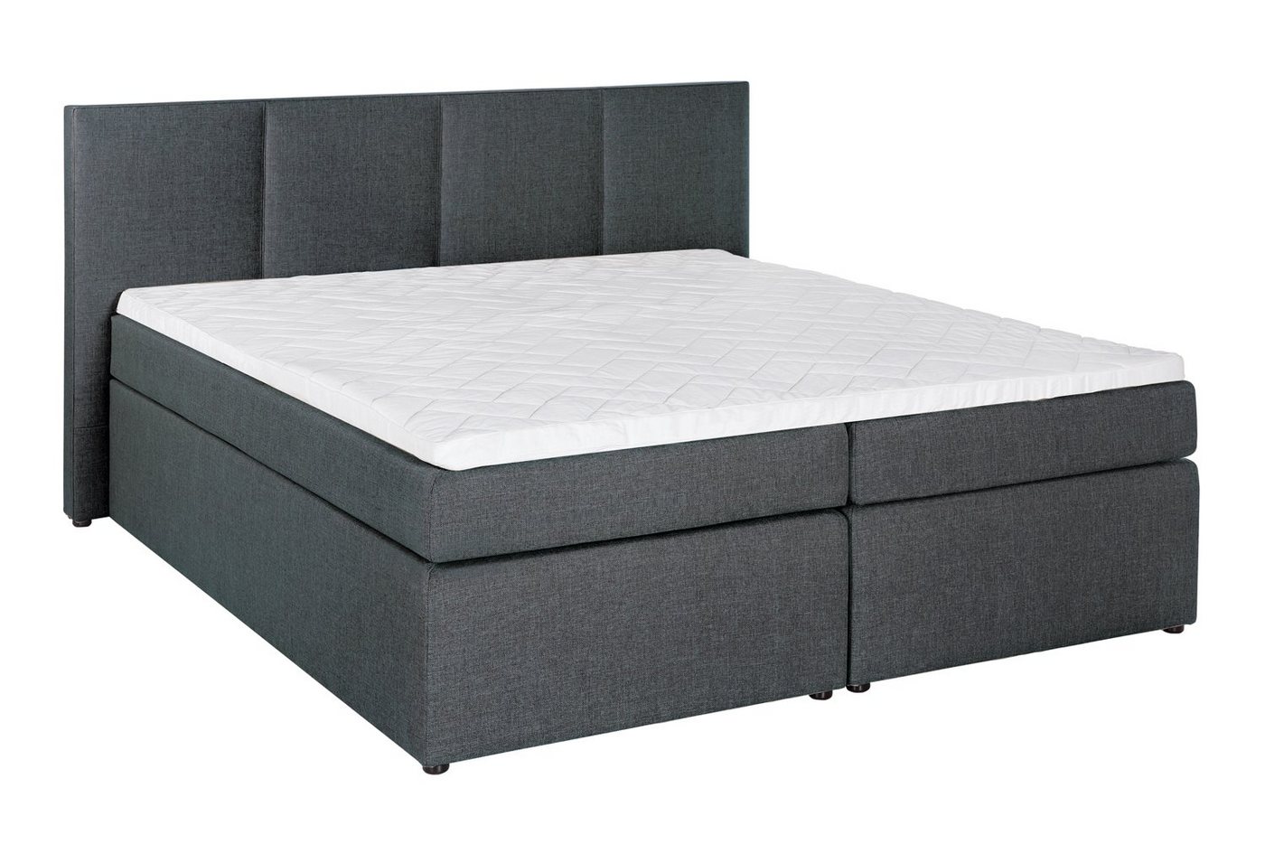 Möbelfreude Boxspringbett Boxspringbett KAZ Anthrazit 160x220 cm H2, Anthrazit 160x220 cm H2 inkl. Visco-Topper, Taschenfederkern-Matratze von Möbelfreude