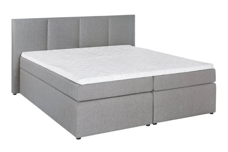 Möbelfreude Boxspringbett Boxspringbett KAZ Hellgrau 160x200 cm H2/H3, Hellgrau 160x200 cm H2/H3 inkl. Visco-Topper, Taschenfederkern-Matratz von Möbelfreude