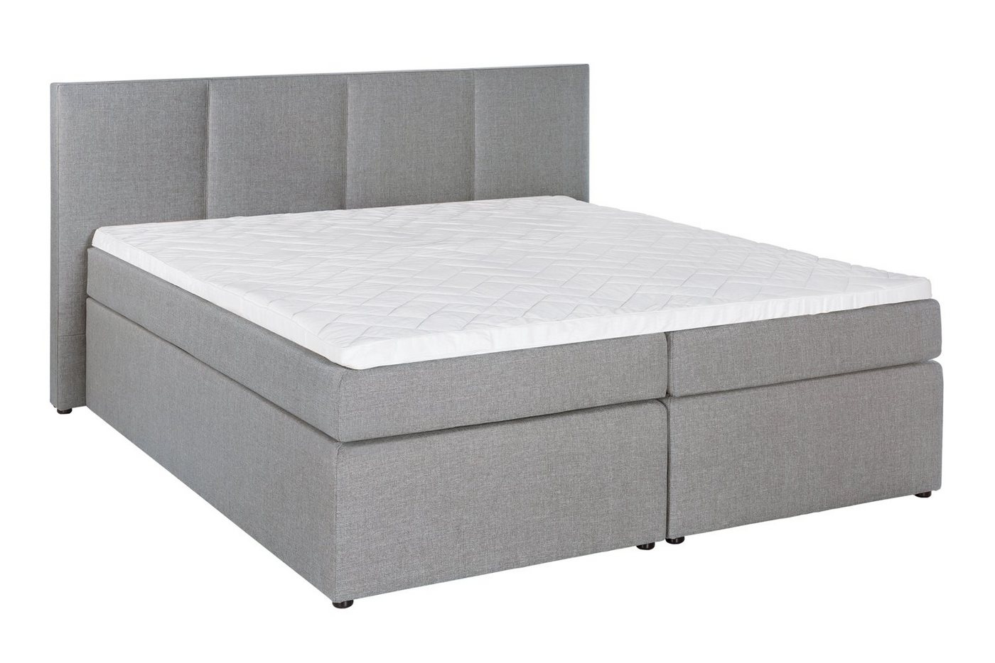 Möbelfreude Boxspringbett Boxspringbett KAZ Hellgrau 200x200 cm H3, Hellgrau 200x200 cm H3 inkl. Visco-Topper, Taschenfederkern-Matratze K von Möbelfreude