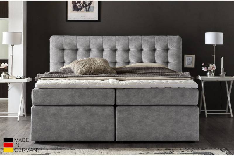 Möbelfreude Boxspringbett Boxspringbett Perris 140x200 cm Hellgrau H3, 140x200 cm Hellgrau H3 I mit hochwertigen Tonnen-Taschenfederkern Matr von Möbelfreude