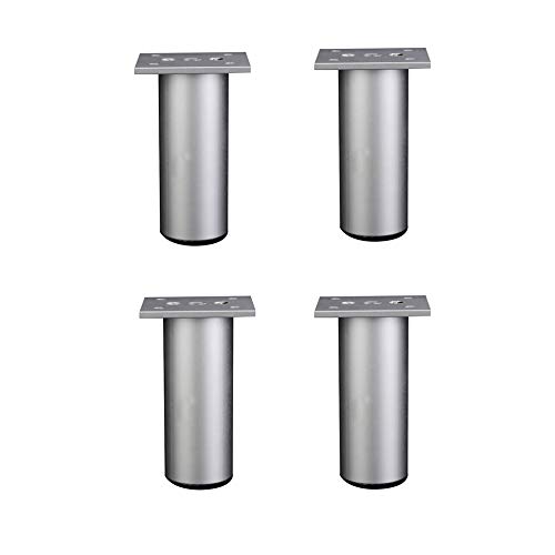 LYNN Möbelstützfuß Multifunktion Einstellbar Raum Aluminium Stützbein Sofa Schrank Möbelbeine 4 Stück Höhe 6-40Cm Pvc-Material Bodenpolster/Silber / 6 * 15cm von Möbelfüße