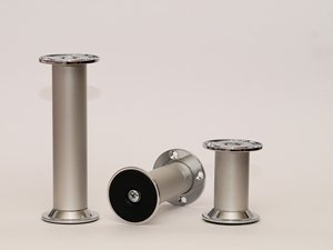 Möbelfuss Tischbein Möbelbein Silber eloxiert 70mm Höhenverstellbar von Möbelfuss