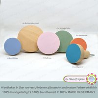 6Er Set Matte Garderobenhaken Wandhaken Kreidefarbe Rund Jumbo Knobs Bunt Kleiderhaken Haken Wandaufhängung Mantelhaken Holz Mattfarben Grau von MoebelgriffStylisten