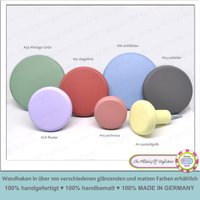 7Er Set Matte Garderobenhaken Wandhaken Kreidefarbe Rund Jumbo Knobs Bunt Kleiderhaken Haken Wandaufhängung Mantelhaken Holz Mattfarben Grau von MoebelgriffStylisten