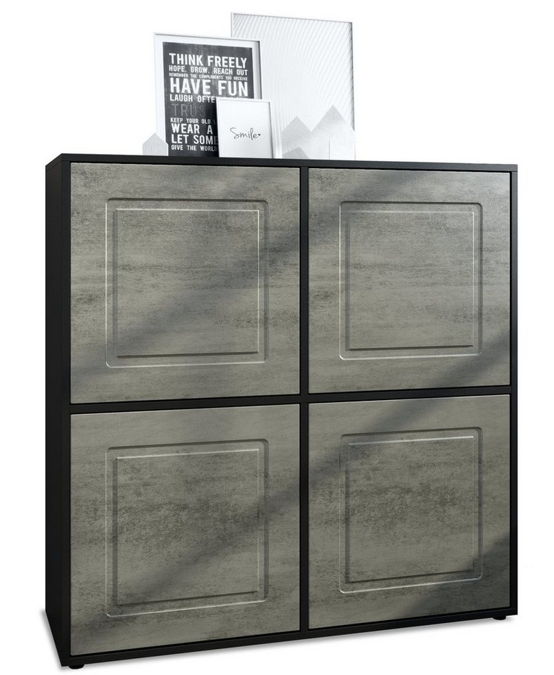 Möbelhandel Klipenstein Highboard NOAH V2, Kommode Schrank Landhaus, Korpus Schwarz matt von Möbelhandel Klipenstein