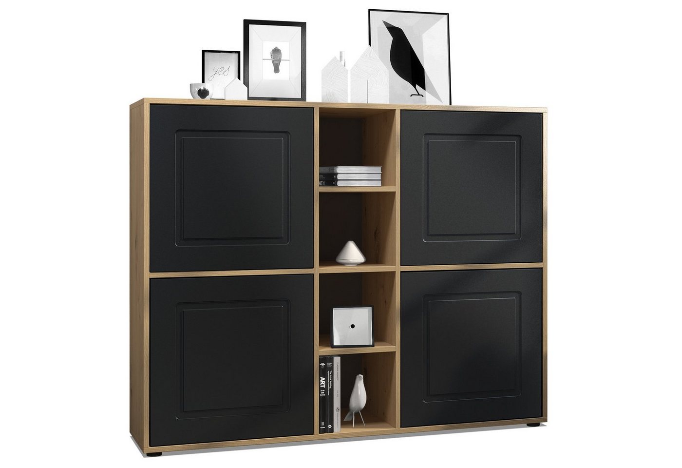 Möbelhandel Klipenstein Highboard NOAH V3, Kommode Schrank Landhaus, Korpus Eiche Artisan von Möbelhandel Klipenstein