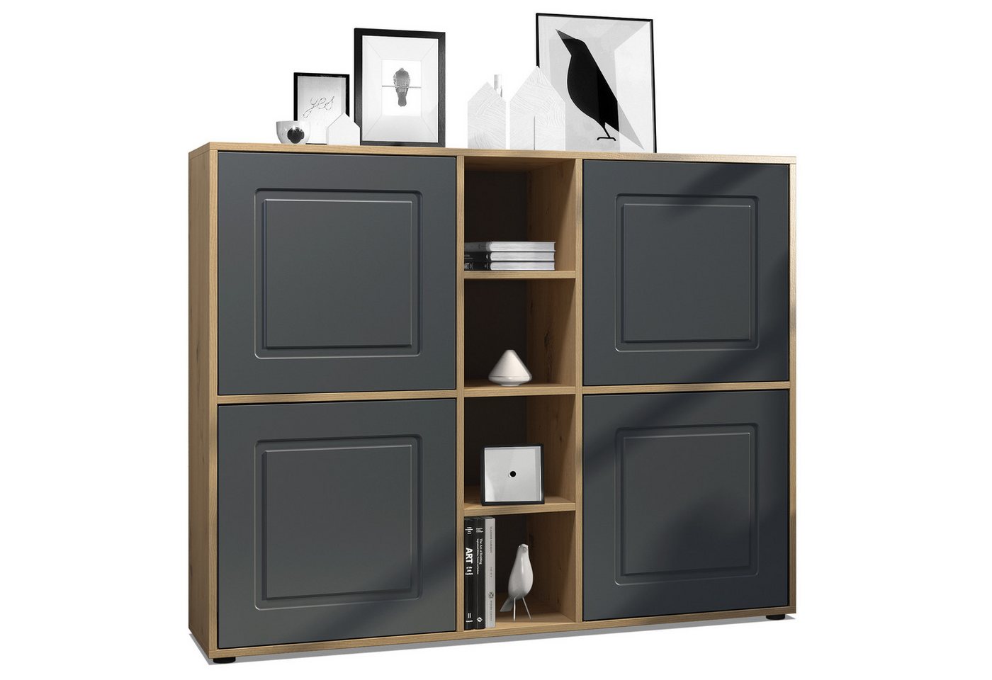 Möbelhandel Klipenstein Highboard NOAH V3, Kommode Schrank Landhaus, Korpus Eiche Artisan von Möbelhandel Klipenstein