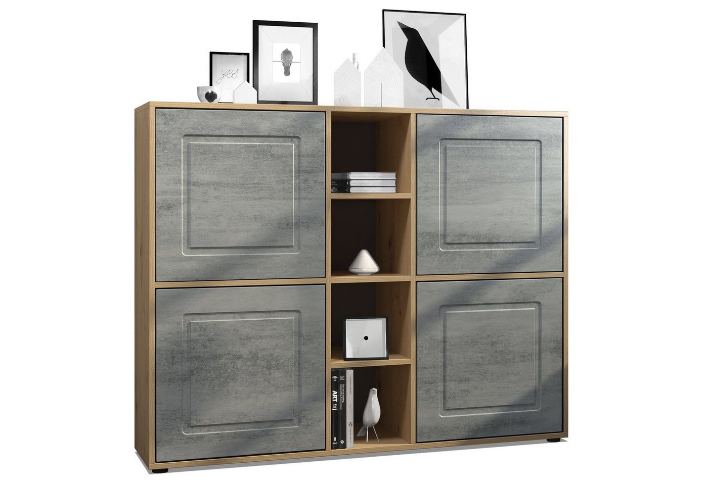 Möbelhandel Klipenstein Highboard NOAH V3, Kommode Schrank Landhaus, Korpus Eiche Artisan von Möbelhandel Klipenstein