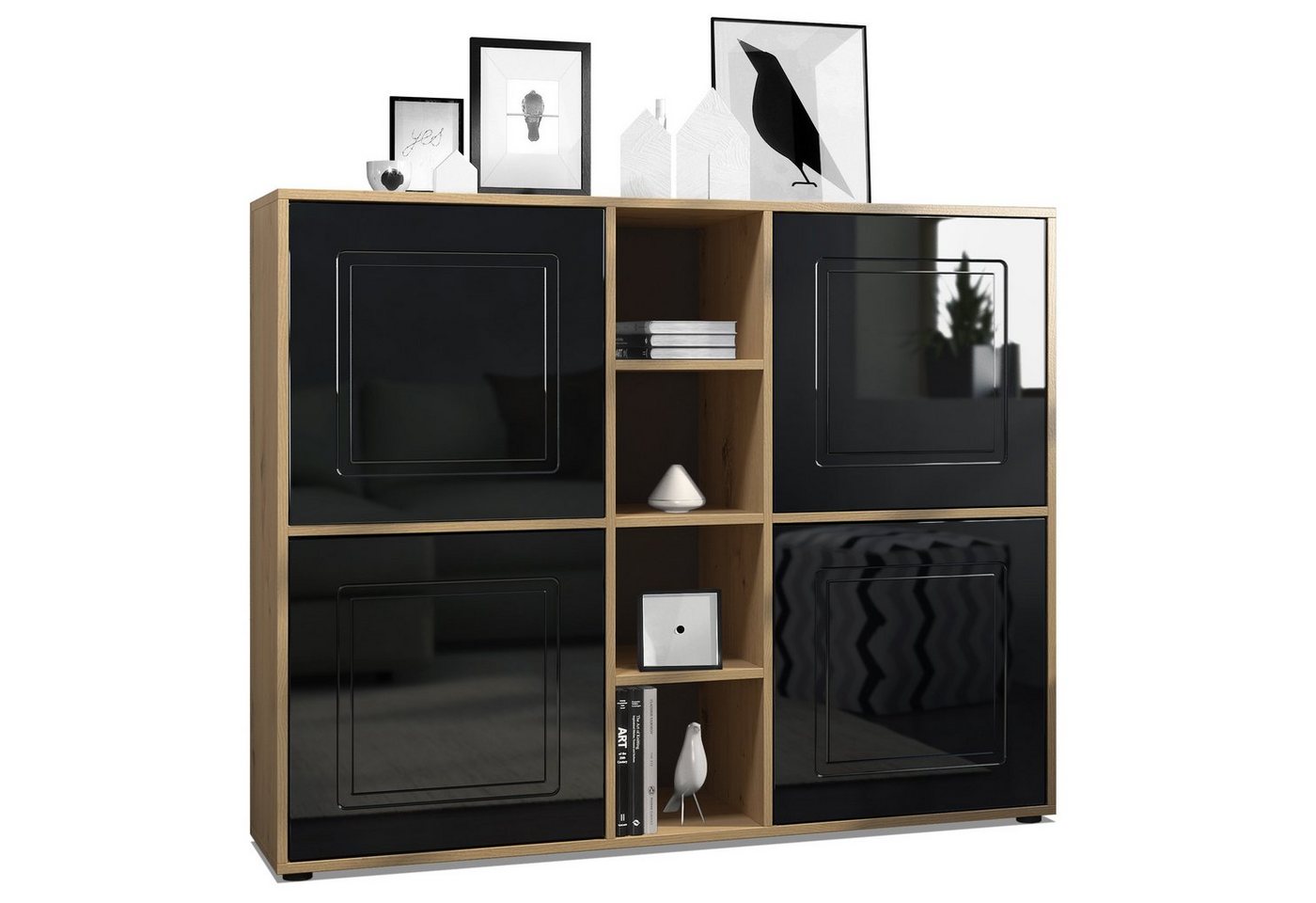 Möbelhandel Klipenstein Highboard NOAH V3, Kommode Schrank Landhaus, Korpus Eiche Artisan von Möbelhandel Klipenstein