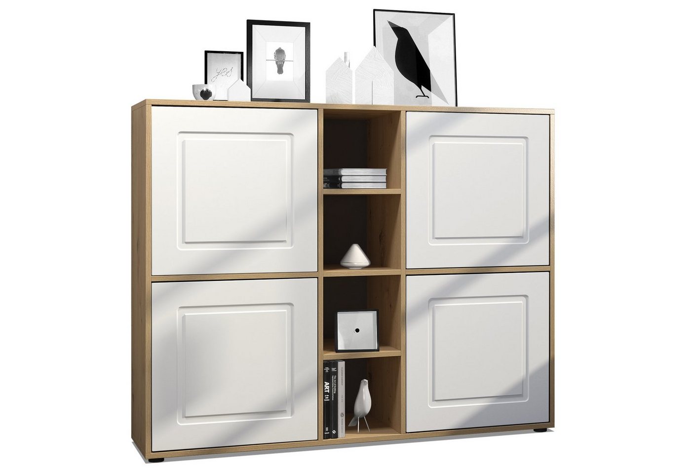 Möbelhandel Klipenstein Highboard NOAH V3, Kommode Schrank Landhaus, Korpus Eiche Artisan von Möbelhandel Klipenstein