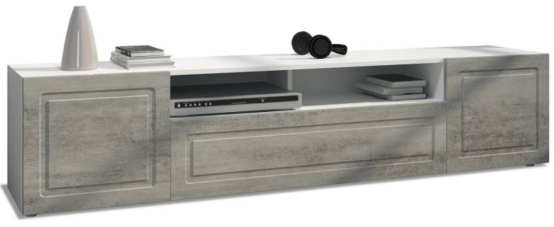 Möbelhandel Klipenstein Lowboard Rom, TV Kommode Fernsehtisch 181 cm, Landhausstil, Weiß matt von Möbelhandel Klipenstein