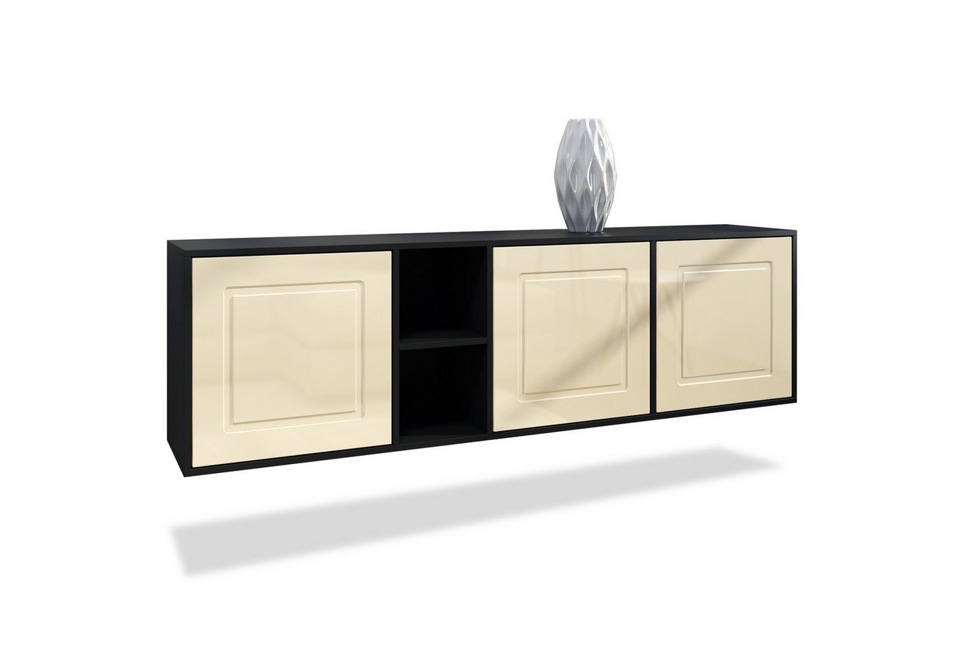 Möbelhandel Klipenstein Sideboard NOAH, TV Board hängend 182 cm, Landhaus, Korpus Schwarz matt von Möbelhandel Klipenstein