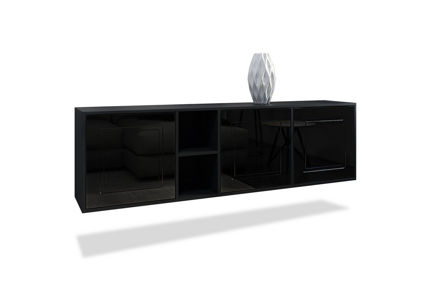 Möbelhandel Klipenstein Sideboard NOAH, TV Board hängend 182 cm, Landhaus, Korpus Schwarz matt von Möbelhandel Klipenstein