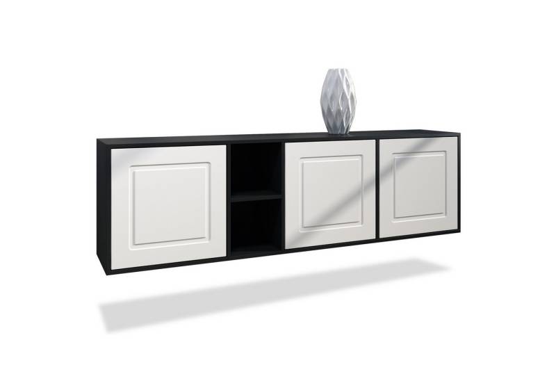 Möbelhandel Klipenstein Sideboard NOAH, TV Board hängend 182 cm, Landhaus, Korpus Schwarz matt von Möbelhandel Klipenstein