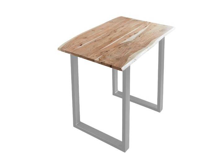 Bartisch Baumkante massiv Akazie natur 140 x 80 silber Quebec von Möbelliebling