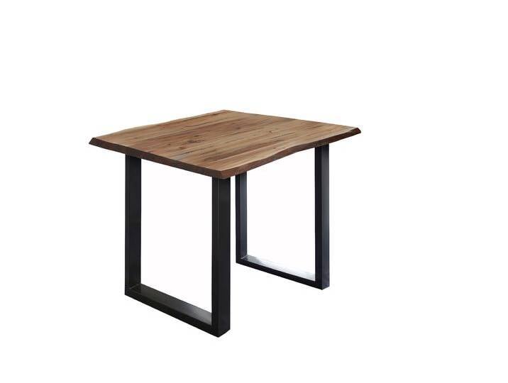Bartisch Baumkante massiv Akazie natur 80 x 80 schwarz Quebec von Möbelliebling