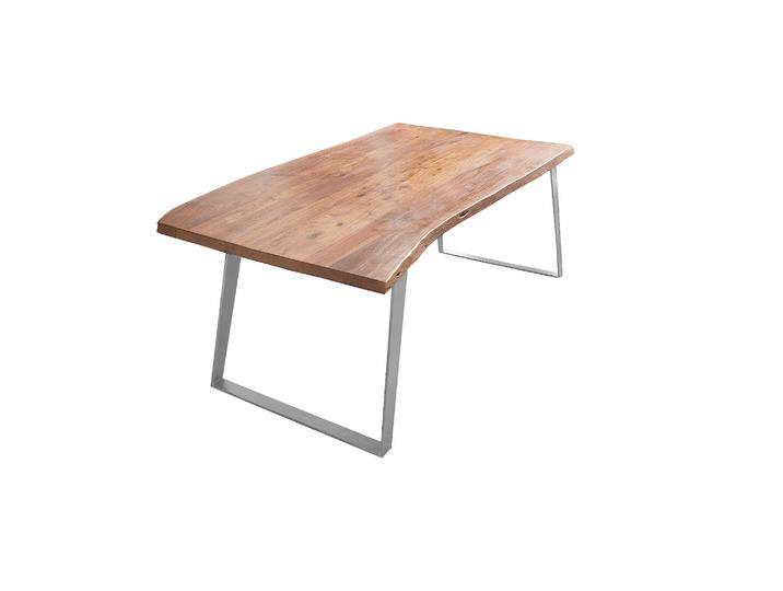 Esstisch Baumkante Akazie natur 180x90 silber schräges U-Gestell HOBART Esstisch Baumkante Akazie natur 180x90 silber schräges U-Gestell HOBART von Möbelliebling