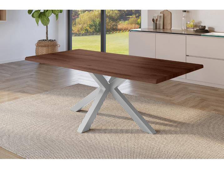 Esstisch Baumkante Holz-Optik Nussbaum 220 x 100 Spider-Gestell silber JULIUS Esstisch Baumkante Holz-Optik Nussbaum 220 x 100 Spider-Gestell silber JULIUS von Möbelliebling