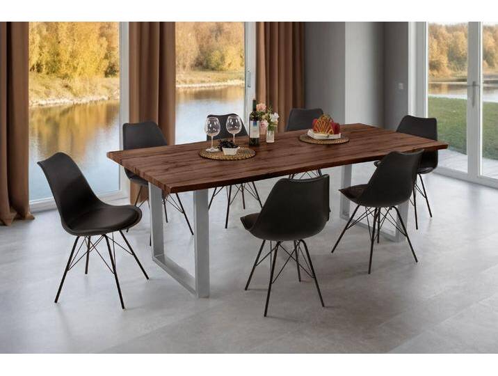 Esstisch Baumkante Holz-Optik Nussbaum 220 x 100 U-Gestell silber JOSY Esstisch Baumkante Holz-Optik Nussbaum 220 x 100 U-Gestell silber JOSY von Möbelliebling