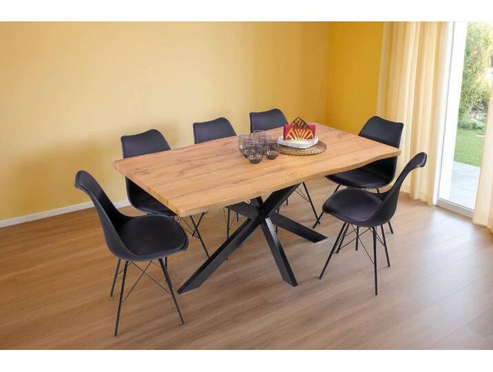 Esstisch Baumkante Holz-Optik Wildeiche 160 x 85 Spider-Gestell schwarz JOSY Esstisch Baumkante Holz-Optik Wildeiche 160 x 85 Spider-Gestell schwarz JOSY von Möbelliebling