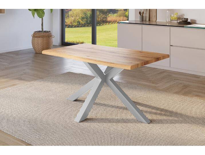 Esstisch Baumkante Holz-Optik Wildeiche 160 x 85 Spider-Gestell silber JULIUS Esstisch Baumkante Holz-Optik Wildeiche 160 x 85 Spider-Gestell silber JULIUS von Möbelliebling