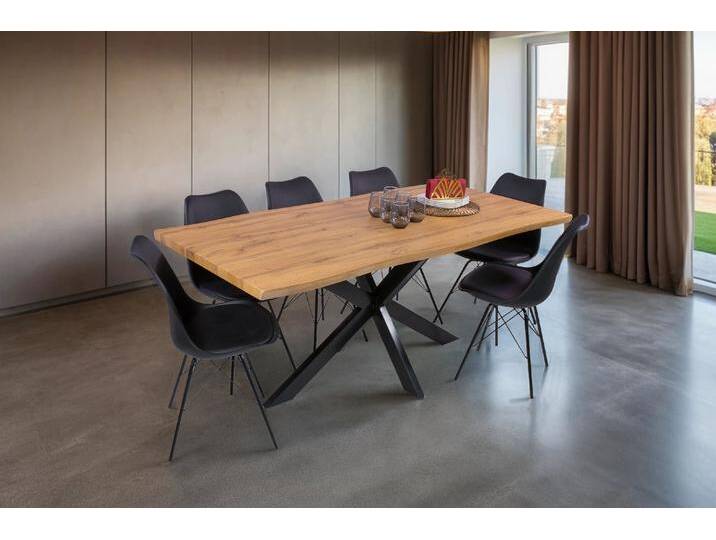 Esstisch Baumkante Holz-Optik Wildeiche 180 x 90 Spider-Gestell schwarz JOSY Esstisch Baumkante Holz-Optik Wildeiche 180 x 90 Spider-Gestell schwarz JOSY von Möbelliebling