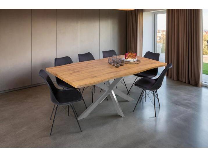 Esstisch Baumkante Holz-Optik Wildeiche 180 x 90 Spider-Gestell silber JOSY Esstisch Baumkante Holz-Optik Wildeiche 180 x 90 Spider-Gestell silber JOSY von Möbelliebling
