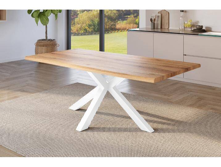 Esstisch Baumkante Holz-Optik Wildeiche 200 x 100 Spider-Gestell weiß JULIUS Esstisch Baumkante Holz-Optik Wildeiche 200 x 100 Spider-Gestell weiß JULIUS von Möbelliebling