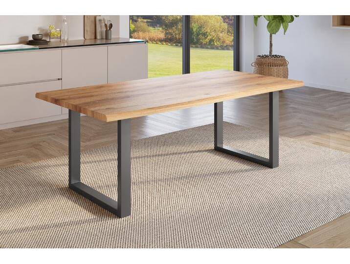 Esstisch Baumkante Holz-Optik Wildeiche 200 x 100 U-Gestell schwarz JULIUS Esstisch Baumkante Holz-Optik Wildeiche 200 x 100 U-Gestell schwarz JULIUS von Möbelliebling
