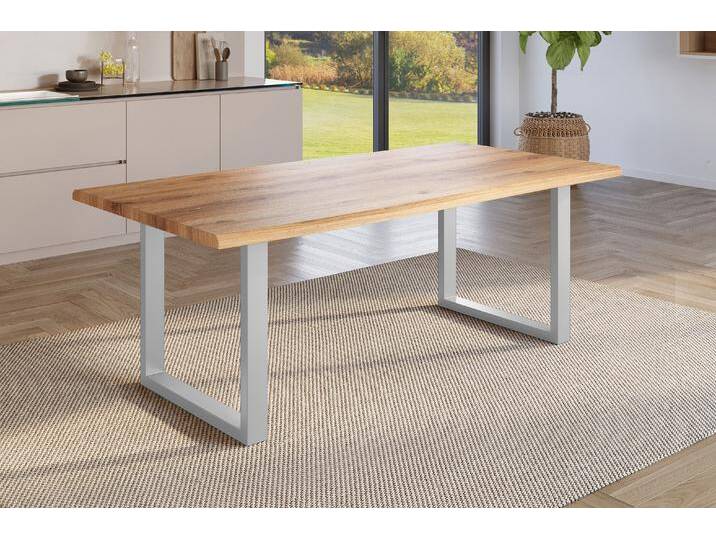 Esstisch Baumkante Holz-Optik Wildeiche 200 x 100 U-Gestell silber JULIUS Esstisch Baumkante Holz-Optik Wildeiche 200 x 100 U-Gestell silber JULIUS von Möbelliebling