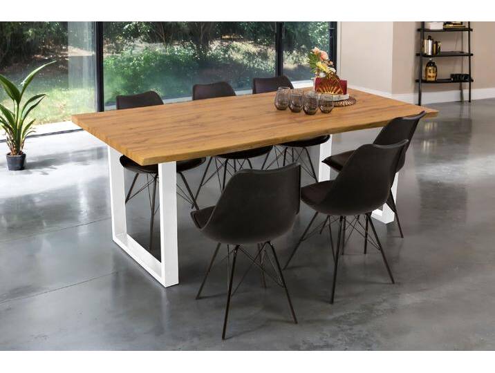 Esstisch Baumkante Holz-Optik Wildeiche 200 x 100 U-Gestell weiß JOSY Esstisch Baumkante Holz-Optik Wildeiche 200 x 100 U-Gestell weiß JOSY von Möbelliebling