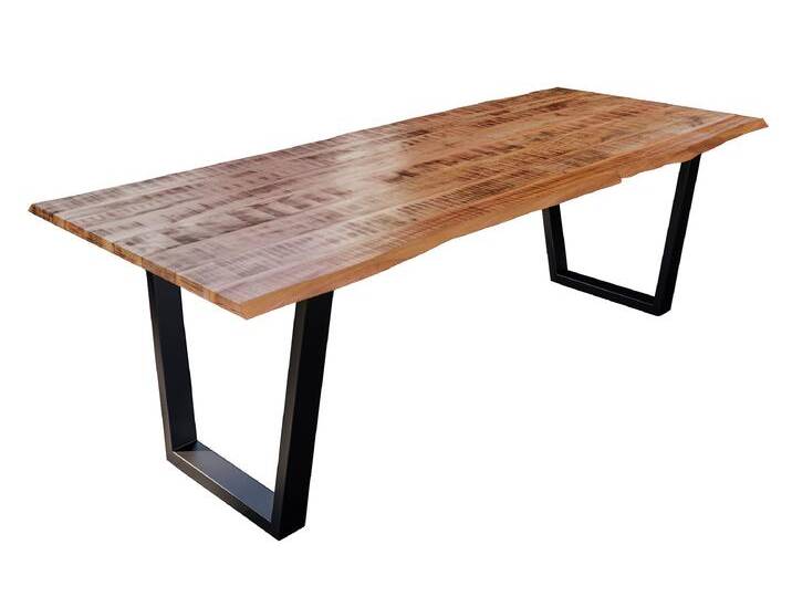 Esstisch Baumkante Massiv Mango naturfarben 280 x 100 schwarz V-Gestell DORA Esstisch Baumkante Massiv Mango naturfarben 280 x 100 schwarz V-Gestell DORA von Möbelliebling