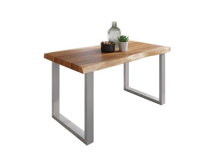 Esstisch Baumkante massiv Akazie Natur 120 x 80 U-Gestell silber ATLAS Esstisch Baumkante massiv Akazie Natur 120 x 80 U-Gestell silber ATLAS von Möbelliebling
