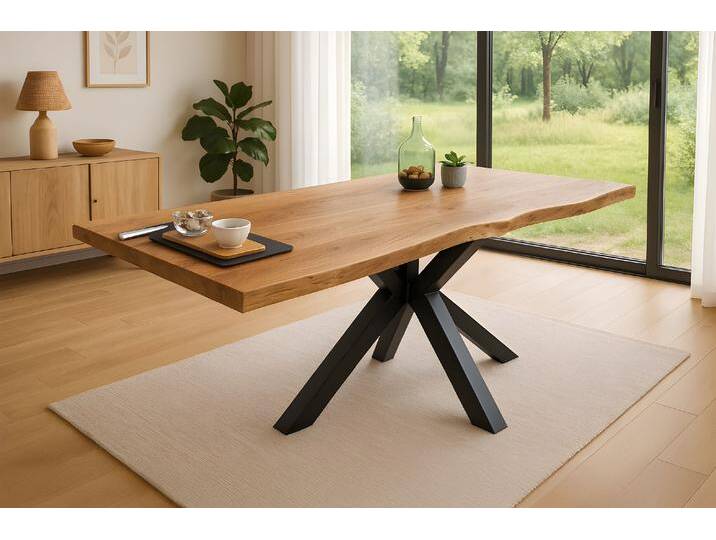 Esstisch Baumkante massiv Akazie Natur 180 x 90 Spider-Gestell schwarz JIM Esstisch Baumkante massiv Akazie Natur 180 x 90 Spider-Gestell schwarz JIM von Möbelliebling