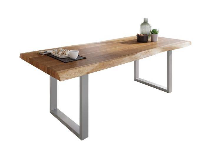 Esstisch Baumkante massiv Akazie Natur 220 x 100 U-Gestell silber ATLAS Esstisch Baumkante massiv Akazie Natur 220 x 100 U-Gestell silber ATLAS von Möbelliebling