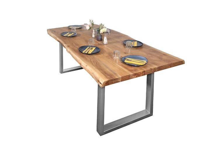 Esstisch Baumkante massiv Akazie Natur 350 x 120 U-Gestell silber CALI Esstisch Baumkante massiv Akazie Natur 350 x 120 U-Gestell silber CALI von Möbelliebling
