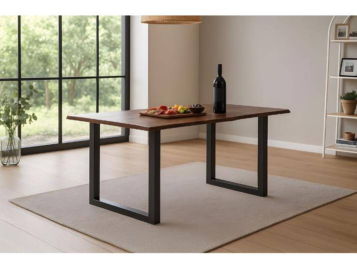 Esstisch Baumkante massiv Akazie kastanienfarben 140 x 80 cm U-Gestell schwarz Roxana Esstisch Baumkante massiv Akazie kastanienfarben 140 x 80 cm U-Gestell schwarz Roxana von Möbelliebling