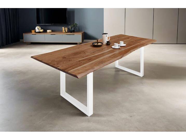 Esstisch Baumkante massiv Akazie natur 160 x 85 weiß MILO Esstisch Baumkante massiv Akazie natur 160 x 85 weiß MILO von Möbelliebling