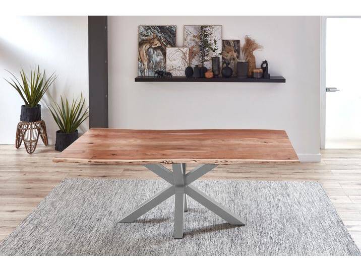 Esstisch Baumkante massiv Akazie natur 180 cm Spider-Gestell silber QUINCY Esstisch Baumkante massiv Akazie natur 180 cm Spider-Gestell silber QUINCY von Möbelliebling
