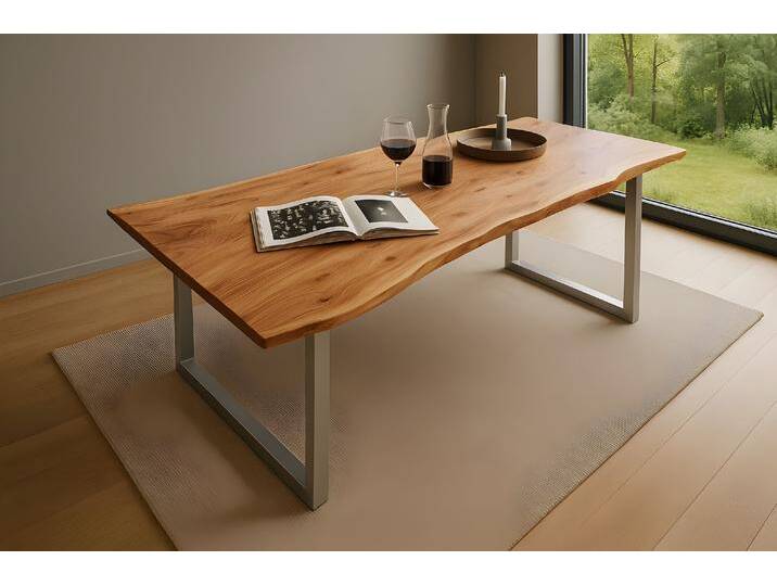 Esstisch Baumkante massiv Akazie natur 180 x 90 silber QUINN Esstisch Baumkante massiv Akazie natur 180 x 90 silber QUINN von Möbelliebling