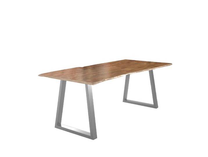 Esstisch Baumkante massiv Akazie natur 240 x 100 silber V-Gestell LUBIN Esstisch Baumkante massiv Akazie natur 240 x 100 silber V-Gestell LUBIN von Möbelliebling