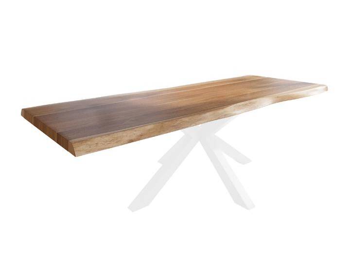 Esstisch Baumkante massiv Akazie natur 280 x 120 Spider-Gestell Metall weiß TITAN von Möbelliebling
