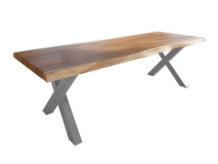 Esstisch Baumkante massiv Akazie natur 280 x 120 X-Gestell Metall silber TITAN Esstisch Baumkante massiv Akazie natur 280 x 120 X-Gestell Metall silber TITAN von Möbelliebling