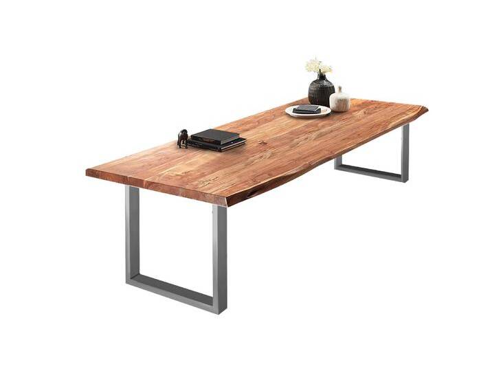Esstisch Baumkante massiv Akazie natur 280 x 120 silber VALIN von Möbelliebling