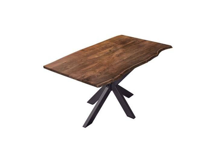 Esstisch Baumkante massiv Akazie nussbaum 180 x 90 cm Spidergestell schwarz BENNI von Möbelliebling