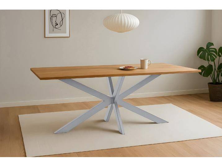Esstisch Baumkante massiv Eiche geölt 240 x 100 cm Spider-Gestell silber SALVADOR Esstisch Baumkante massiv Eiche geölt 240 x 100 cm Spider-Gestell silber SALVADOR von Möbelliebling